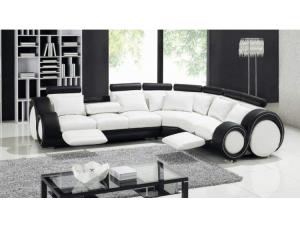 canapé d'angle cuir noir et blanc 8