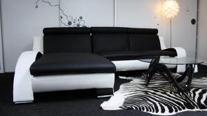 canapé d'angle cuir noir et blanc 17