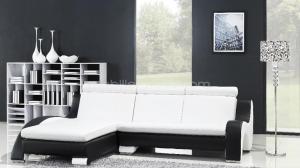 canapé d'angle cuir noir et blanc 18