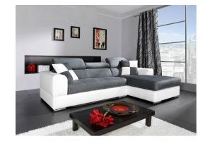 canapé d'angle design gris et blanc