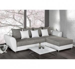 canapé d'angle design gris et blanc 4
