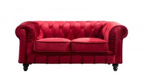 canapé chesterfield velours rouge 3