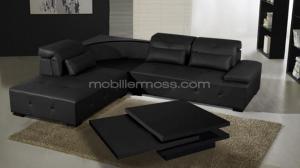 canapé d'angle cuir noir design