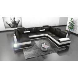 canapé d'angle cuir design panoramique - fritsch - avec lumière 8