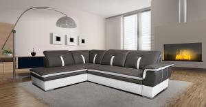 canapé d'angle cuir gris et blanc 15