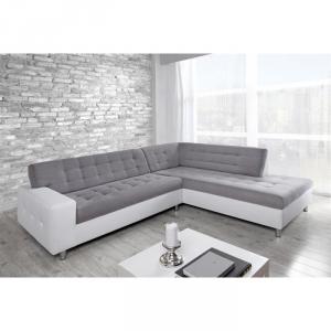 canapé d'angle tissu gris et blanc 13
