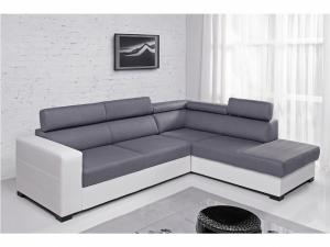 canapé d'angle tissu gris et blanc 15