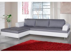 canapé d'angle tissu gris et blanc 18