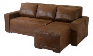 canapé d'angle cuir vieilli marron 4