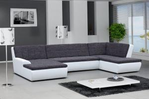 canapé d'angle design gris et blanc