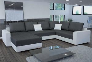 canapé d'angle design gris et blanc 10