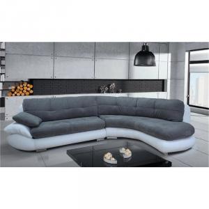 canapé d'angle design gris et blanc 12