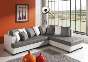 canapé d'angle design gris et blanc 14