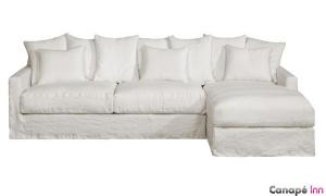 canapé d'angle tissu blanc 13