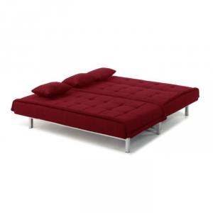 canapé d'angle convertible tissu rouge 6