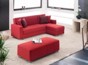 canapé d'angle convertible tissu rouge 7