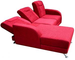 canapé d'angle convertible tissu rouge 18