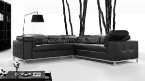 canapé d'angle cuir noir design 3