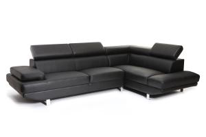 canapé d'angle cuir noir design 11