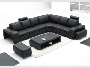 canapé d'angle cuir noir design 17