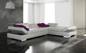 canapé d'angle cuir blanc design 4