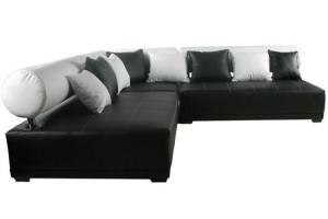 canapé d'angle cuir blanc et noir 11