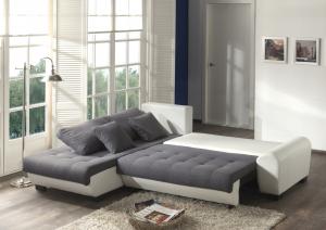 canapé d'angle gris et blanc tissu 11